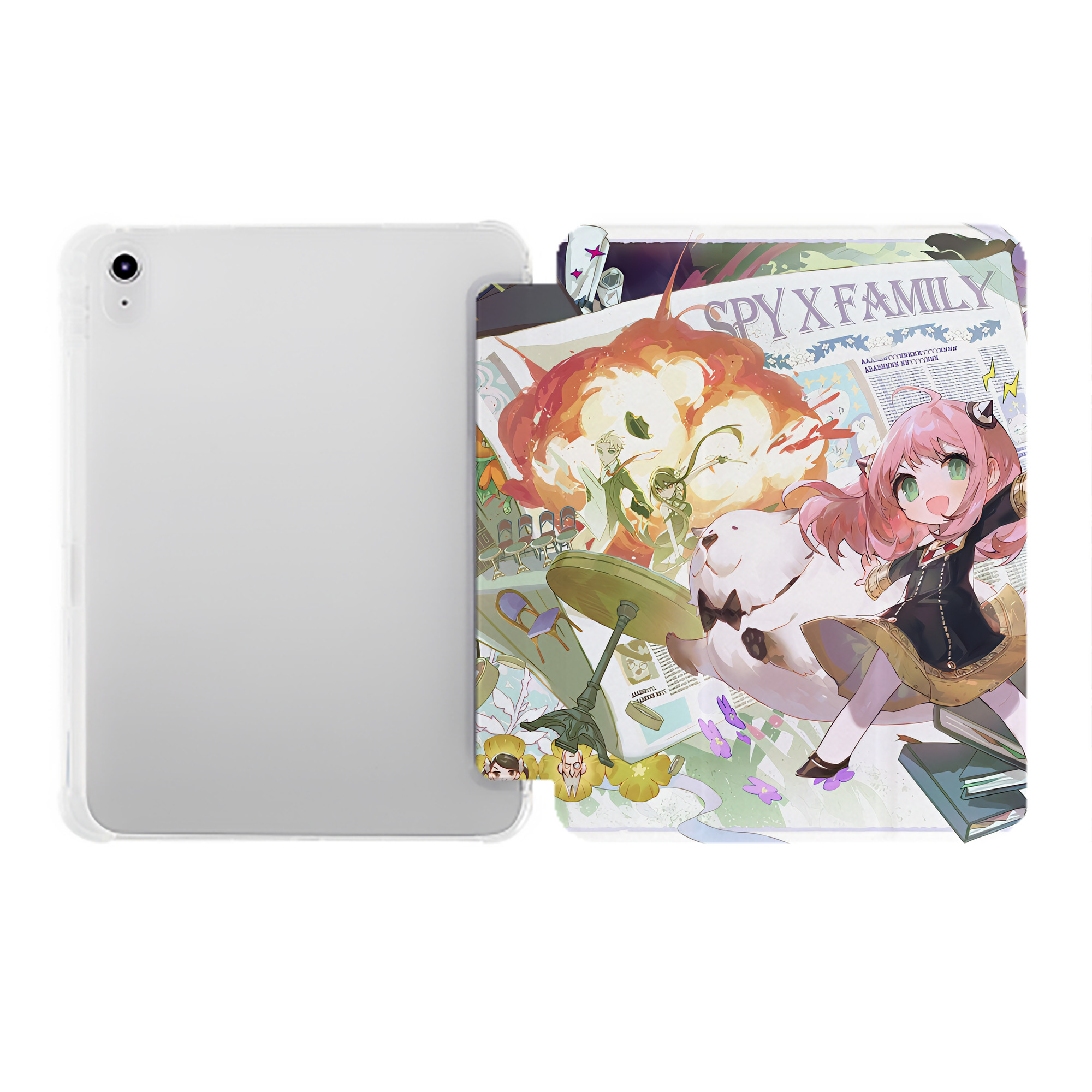 （画像用） SPY×FAMILY间谍家家酒 IPad ケース ペン収納付き 三つ折りスタンド PUレザー×シリコン 対応機種9.5/10.5/10.9インチ